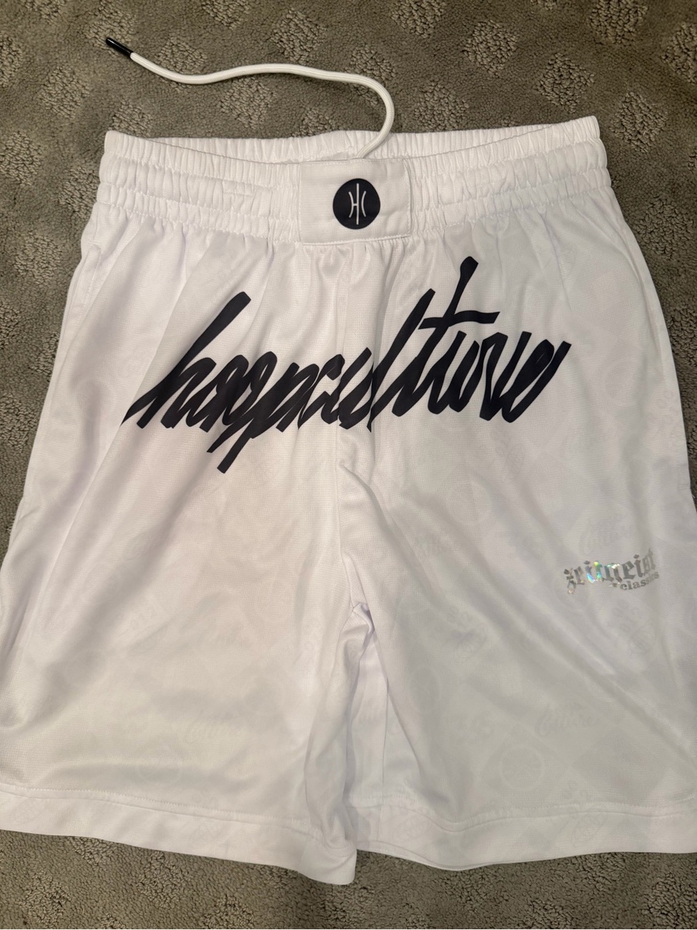 Men's White Athletic Shorts with Script Logo